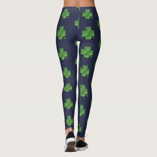 Irish Shamrock Clover Pattern St. Patrick's Day Leggings (Achterkant)
