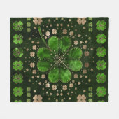 Irish Shamrock four-leaf clover Malachite and gold Fleece Deken (Voorkant (Horizontaal))