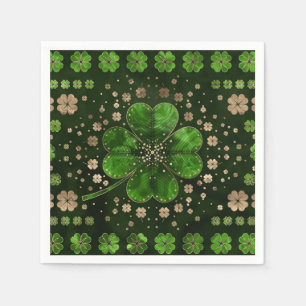 Irish Shamrock four-leaf clover Malachite and gold Servet
