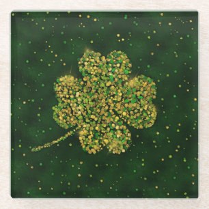 Irish Shamrock Four-leaf Lucky Clover Glazen Onderzetter