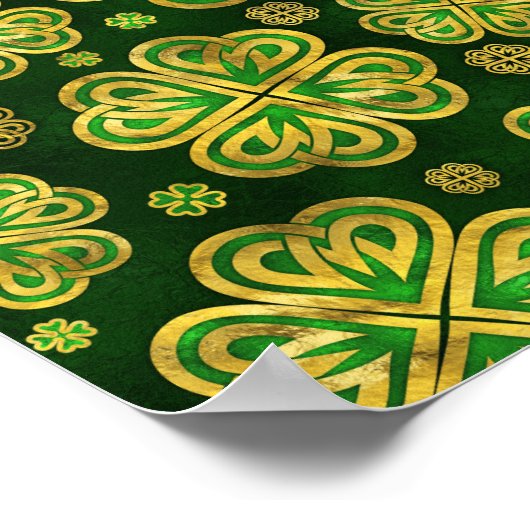 Irish Shamrock four-leaf Lucky Clover Pattern Poster (Hoek)