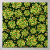Irish Shamrock four-leaf Lucky Clover Pattern Poster (Voorkant)
