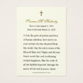 Irish Shamrock Gold Funeral Memorial Prayer Card (Dos)