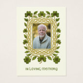 Irish Shamrock Gold Funeral Memorial Prayer Card (Devant)