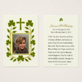 Irish Shamrock Green Funeral Memorial Prayer Kaart (Voorkant /achterkant)