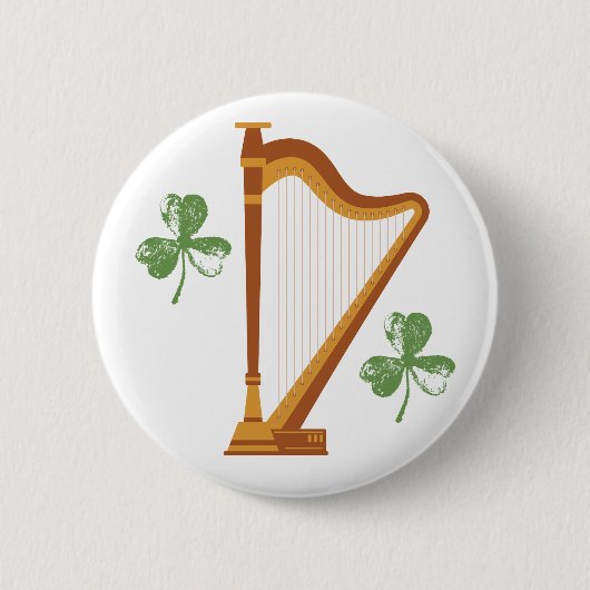 Irish Shamrock Harp Button (Voorkant)