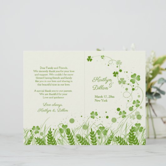 Irish shamrock in a wedow Wedding programme (Staand voorkant)