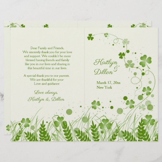 Irish shamrock in a wedow Wedding programme (Voorkant / Achterkant)