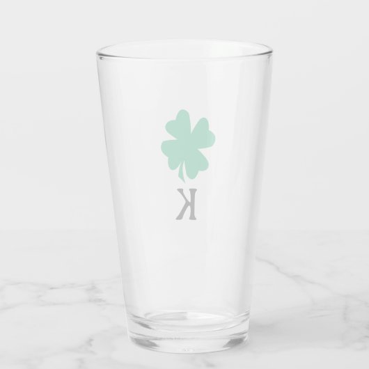 Irish Shamrock Leaf St Patrick's Day Monogram Name Glas (Achterkant)