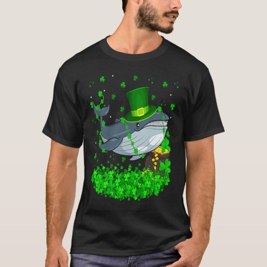 Irish Shamrock Leprechaun Blue Whale St Patrick's  T-shirt (Voorkant)