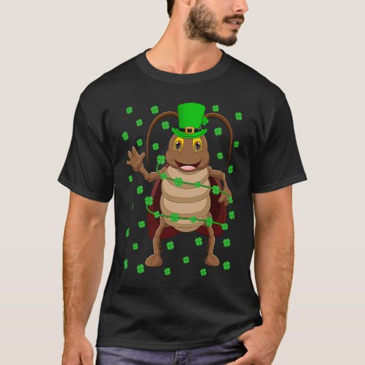 Irish Shamrock Leprechaun Cockroach St Patrick's D T-shirt (Voorkant)