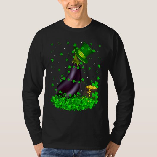 Irish Shamrock Leprechaun Eggplant St Patrick's Da T-shirt (Voorkant)