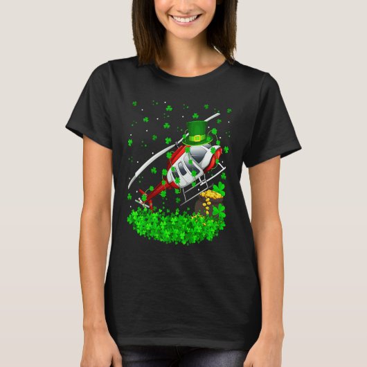 Irish Shamrock Leprechaun Helicopter St Patrick's T-shirt (Voorkant)