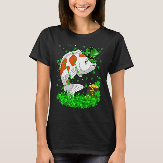 Irish Shamrock Leprechaun Koi Fish St Patrick's Da T-shirt (Voorkant)