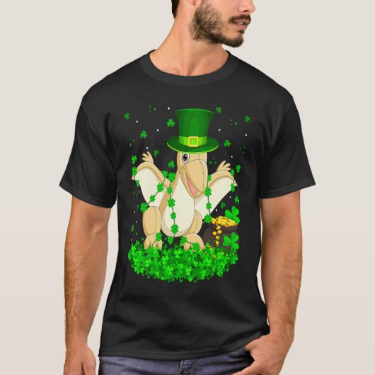 Irish Shamrock Leprechaun Pterodactyl Bird St Patr T-shirt (Voorkant)