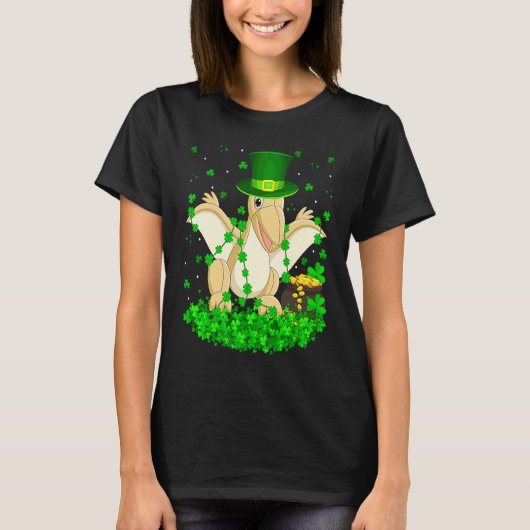 Irish Shamrock Leprechaun Pterodactyl Bird St Patr T-shirt (Voorkant)