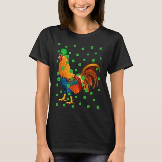 Irish Shamrock Leprechaun Rooster Bird St Patrick' T-shirt (Voorkant)