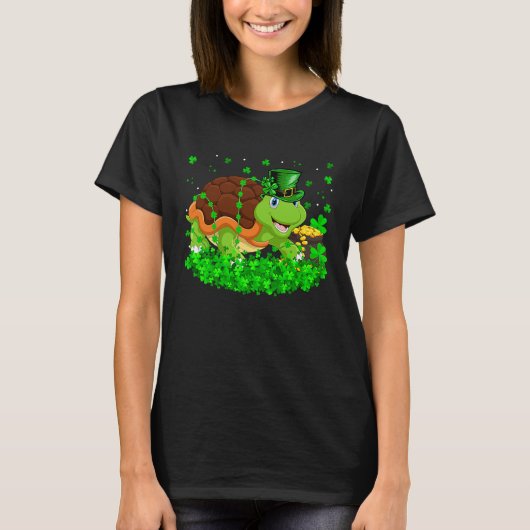 Irish Shamrock Leprechaun Turtle St Patrick's Day T-shirt (Voorkant)