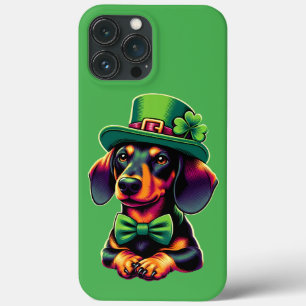 Irish Shamrock Lucky Dachshund Dog Patricks Day iPhone 13 Pro Max Hoesje