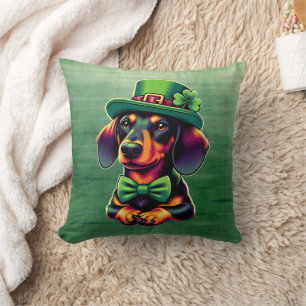 Irish Shamrock Lucky Dachshund Dog Patricks Day Kussen