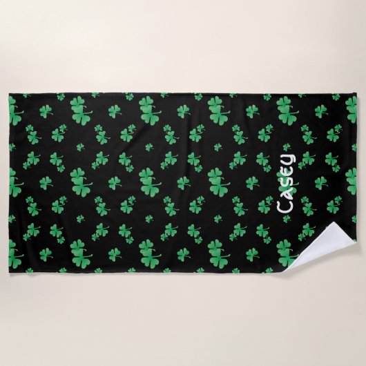 Irish Shamrock Pattern Personalized Strandlaken (Voorkant)