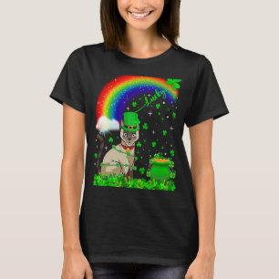 Irish Shamrock Rainbow Lucky Siamese Cat St Patric T-shirt