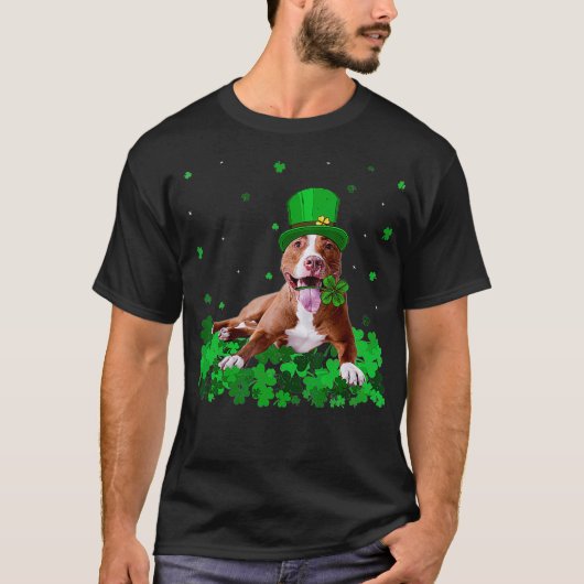 Irish Shamrock St Patricks Day Pitbull Cool T-shirt (Voorkant)