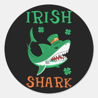 Irish Shark Shamrocks St Patrick Day Ronde Sticker