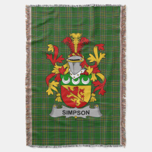 Irish Simpson Coat of Arms Family Crest Ireland Deken