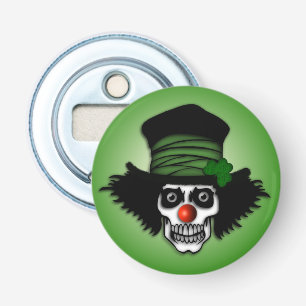 Irish Skeleton Clown Green Button Flesopener