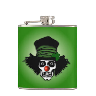Irish Skeleton Clown Green Heupfles