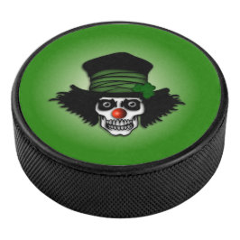 Irish Skeleton Clown Green Hockey Puck