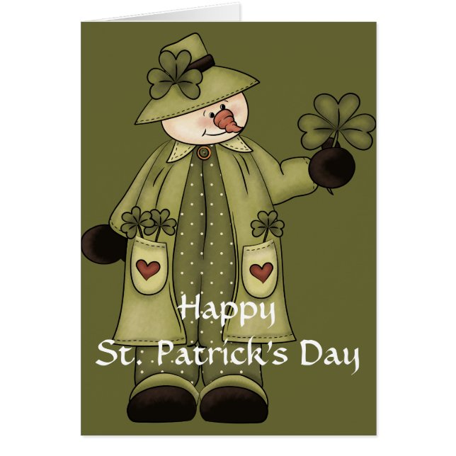 Irish Snowman d3 Carte de voeux St. Patrick's Day (Devant)
