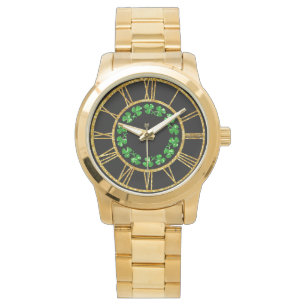 Irish Spirit Green Shamrocks Horloge