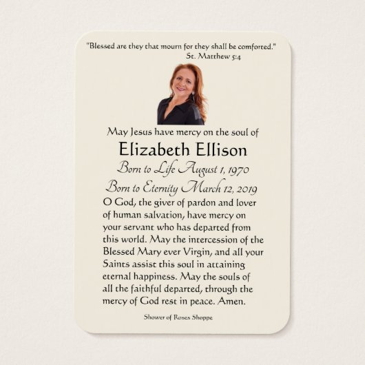 Irish St. Patrick Funeral Memorial Prayer Visitekaartje (Achterkant)