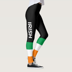 IRISH St. Patrick's Day Flag of Ireland Black Leggings