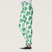 Irish St Patricks Day Green Shamrock Pattern Leggings (Links)