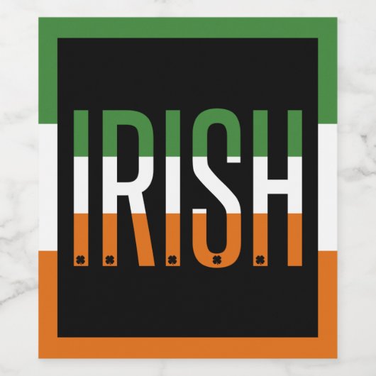 Irish St Patrick's Day Ireland Flag Shamrock Lucky Wijn Etiket (Enkel label)