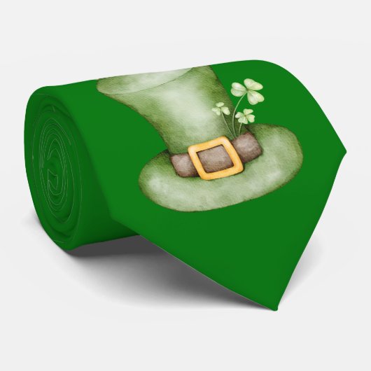 Irish St. Patricks Day Shamrock Print Stropdas (Opgerold)