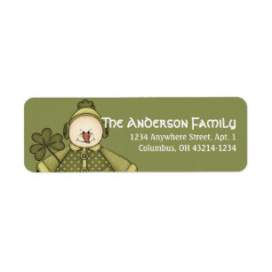 Irish St. Patrick's Day Snowman Adresetiketten d2 Etiket