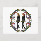 Irish Step Dancers in Celtic Knotwork Surround Briefkaart (Voorkant)
