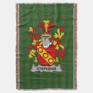 Irish Stephens Coat of Arms Family Crest Ireland Deken