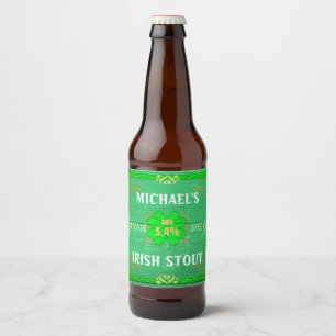 Irish Stout Rustic Green Wood Craft Homebreining Bier Etiket