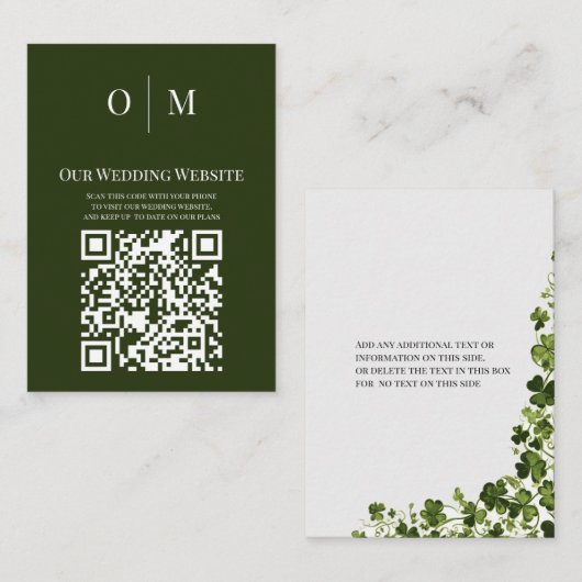 Irish Stylized Shamrock Leafy Folia QR Code  Informatiekaartje (Voorkant / Achterkant)