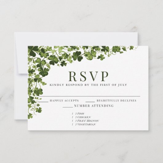 Irish Stylized Shamrock Leafy Foliage  RSVP Kaartje (Voorkant)