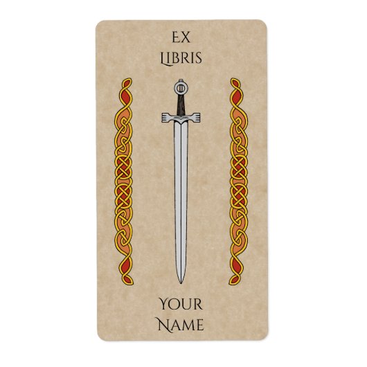 Irish Sword and Knotwork Boekplaat Etiket (Voorkant)