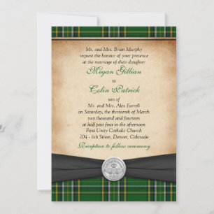 Irish Tartan Celtic Claddagh Lucky in Love Wedding Kaart