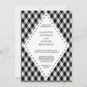 Irish Tartan Diamond Black Grey Wedding Kaart (Voorkant)
