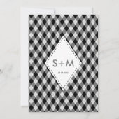 Irish Tartan Diamond Black Grey Wedding Kaart (Achterkant)