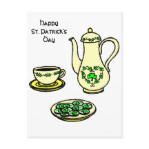 Irish Tea Set Happy St. Patrick's Day Briefkaart